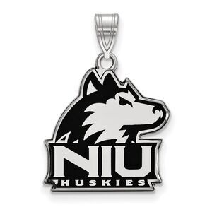 Sterling Silver Rhodium Plated Northern Illinois U. LG Enamel Pendant